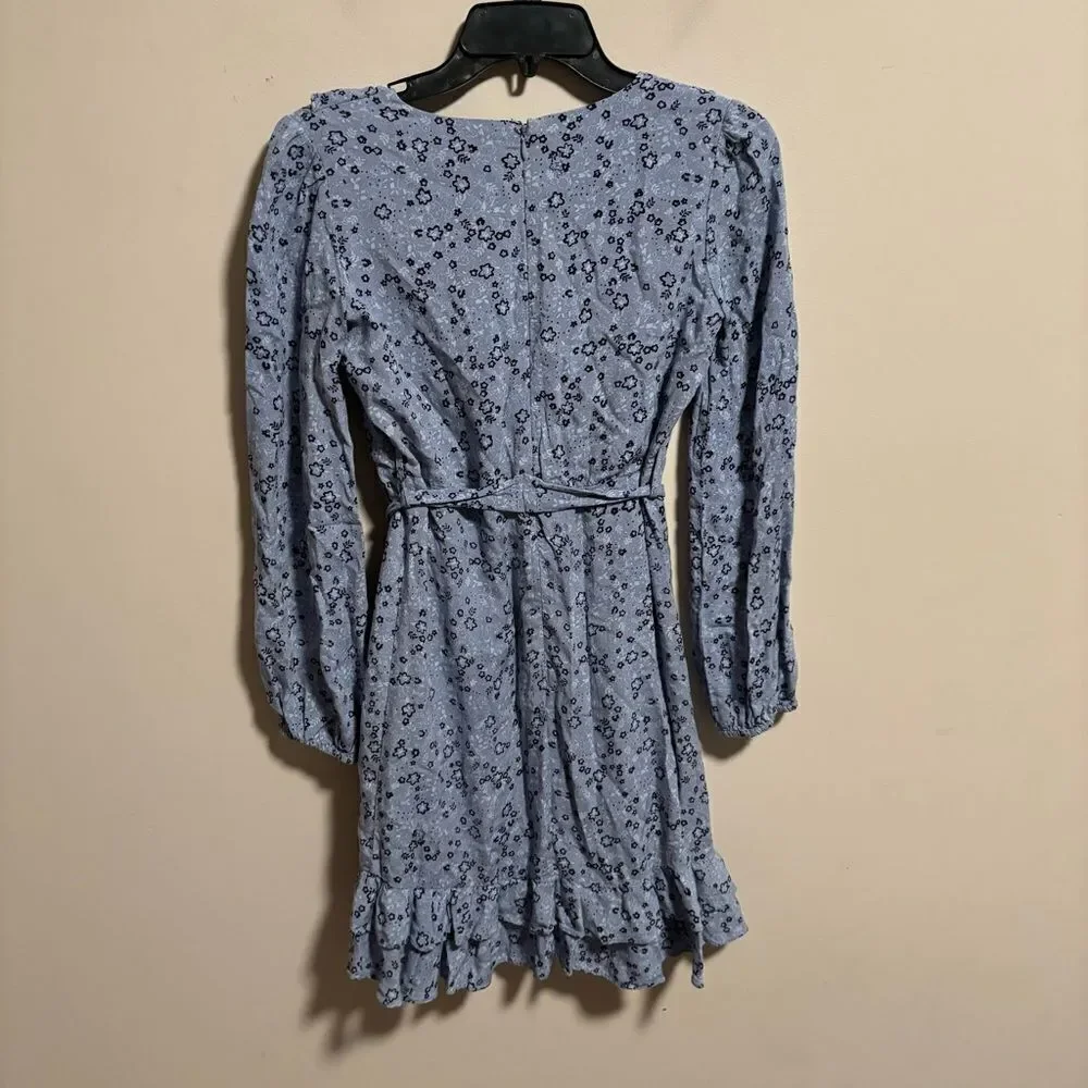 Bardot Girl's Georgie Frill Dress Blue Floral- Size 16